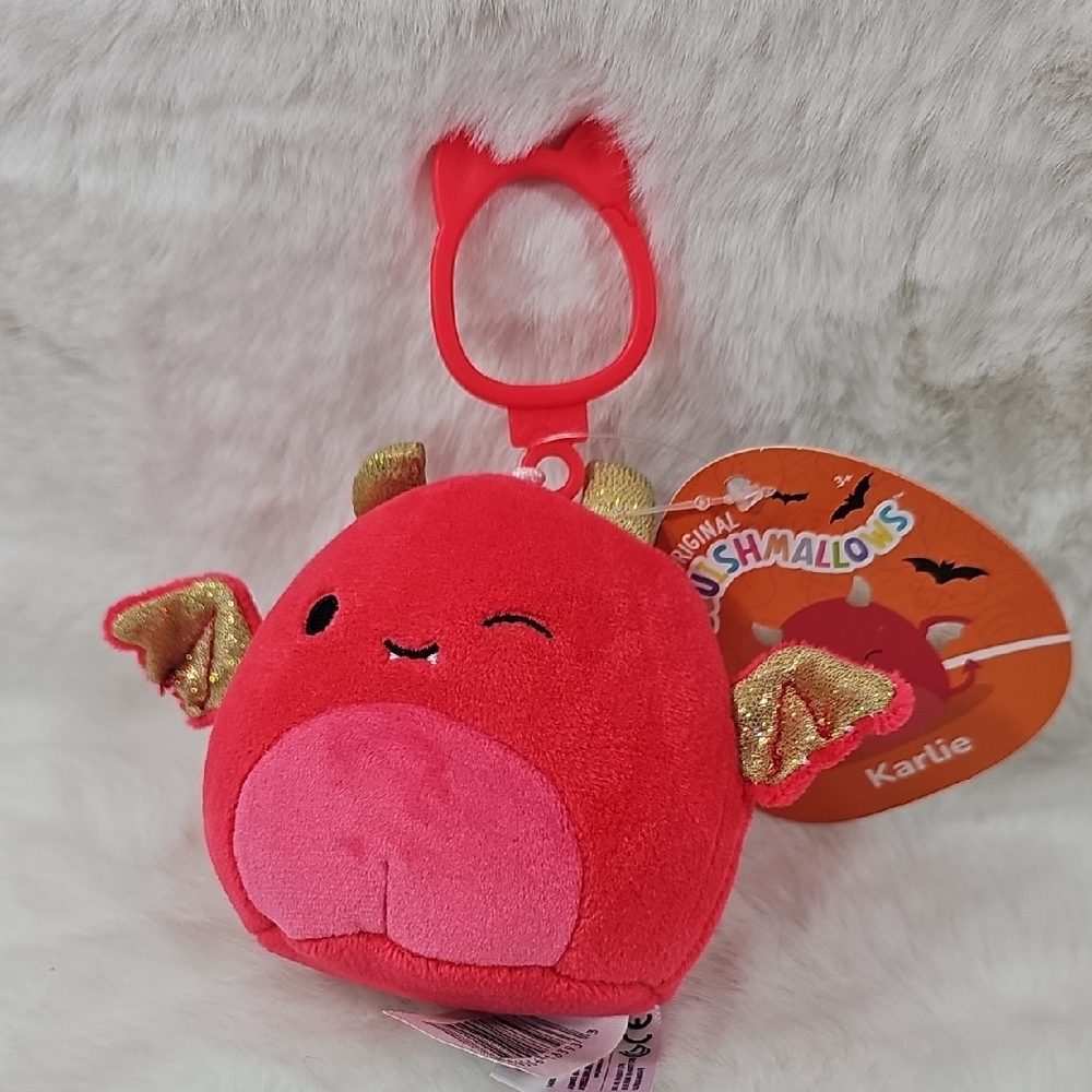 Squishmallow 3.5 Inch Karlie the Red Devil Bat Clip On Plush Stuffed Toy